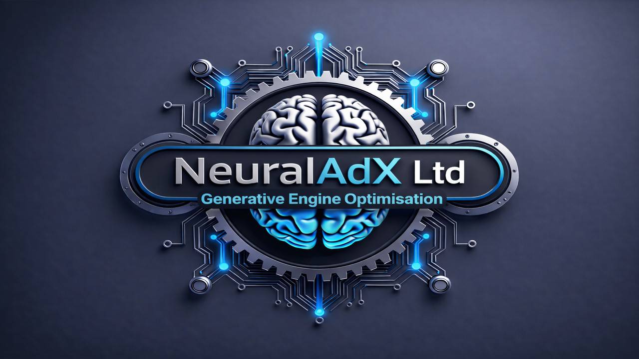 NeuralAdX Ltd homepage hero image showing a stylised AI brain and circuitry representing Generative Engine Optimisation and AI citation visibility