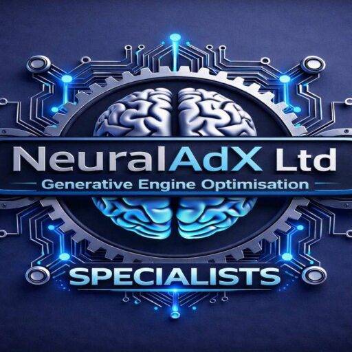 Homepage brand image for NeuralAdX Ltd showing an AI brain and digital circuitry, representing Generative Engine Optimisation specialists focused on improving visibility and citations in AI search engines