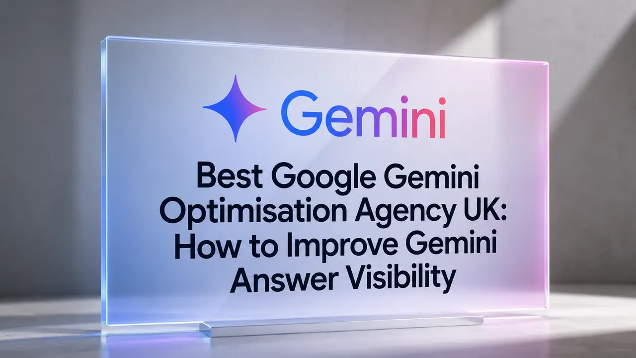 Best Google Gemini Optimisation Agency UK featured image showing Gemini branding, answer visibility and Generative Engine Optimisation for NeuralAdX Ltd.