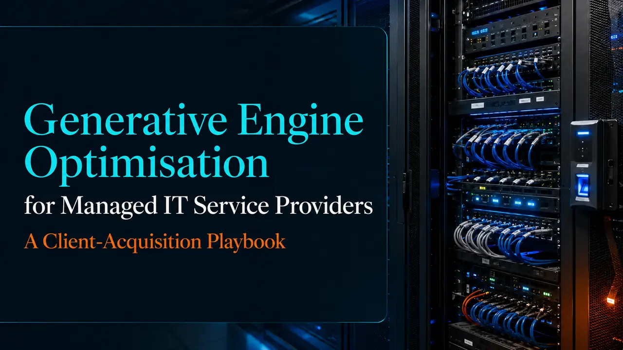 Secure server infrastructure illustrating Generative Engine Optimisation for managed IT service providers and MSP client acquisition.