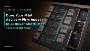 M&A advisory firm AI buyer shortlist GEO review showing evidence streams converging on a selected advisory dossier